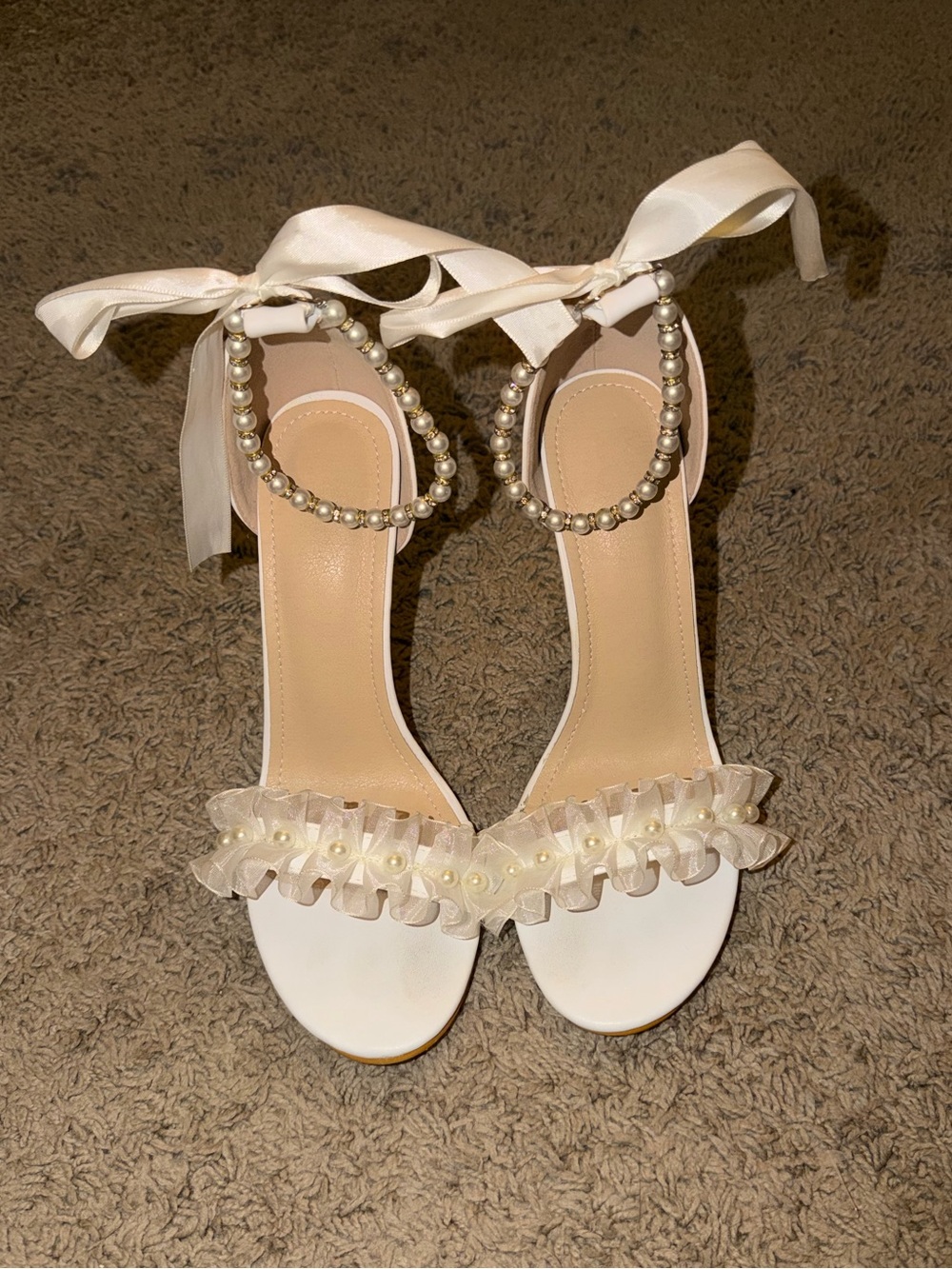 White pearl heels